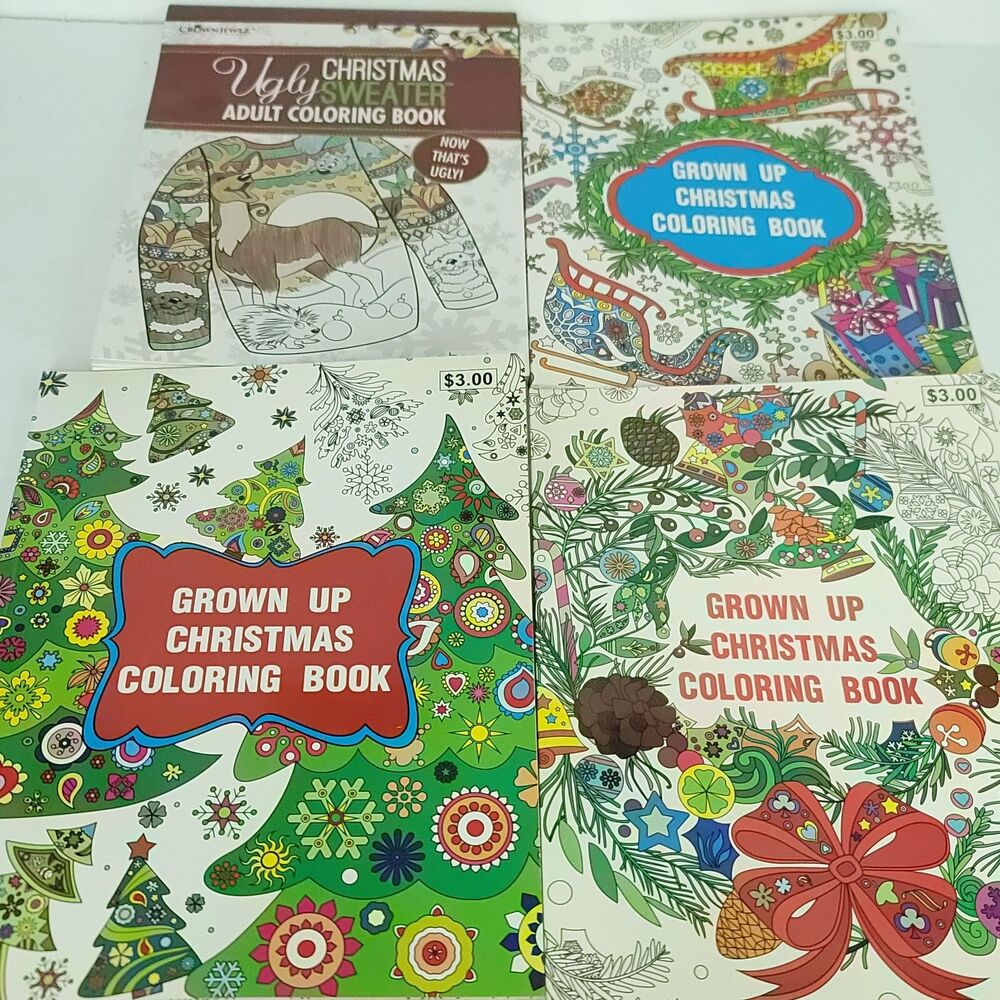 Lot Of 4 New Holiday Christmas Adult Coloring Books Brand New Xmas Sweater